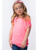 Bluza roz neon cu fundita DZ6021 - Magazin online - Boutique